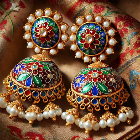 Meenakari Jhumkas – A Colorful Fusion of Art and Tradition