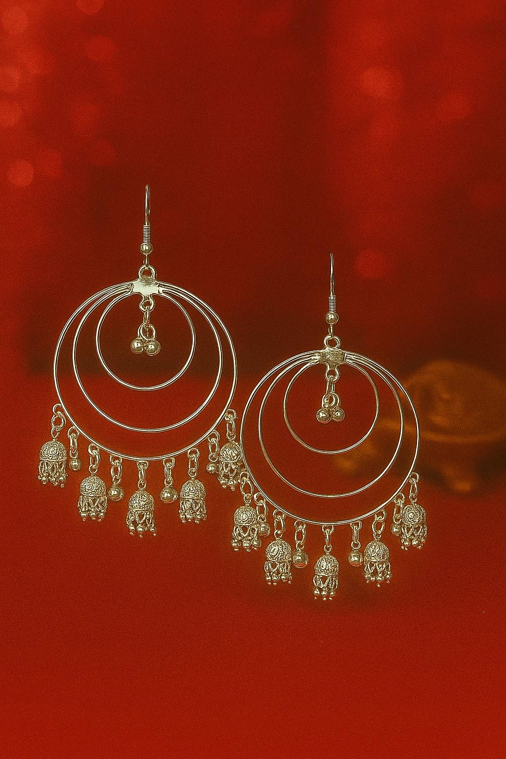 Oxidised Silver Hoop Jhumka Earrings