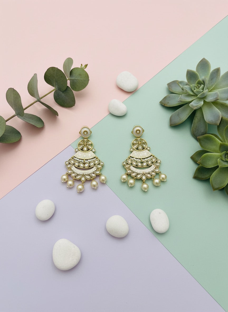 Maroon Kundan Chandbali Earrings for Weddings & Festive Wear