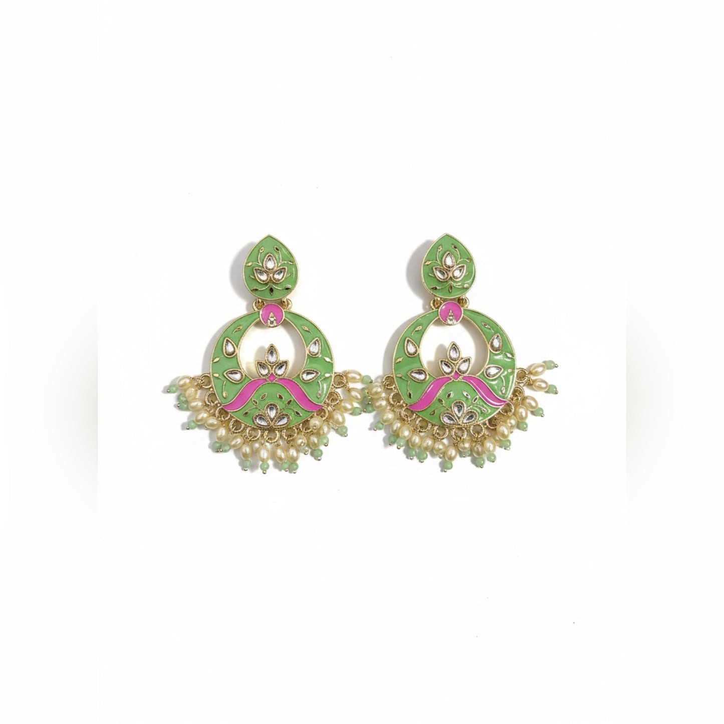 Red & Green Kundan Chandbali Earrings for Women | Festive & Bridal Jewelry by Mera Jhumka