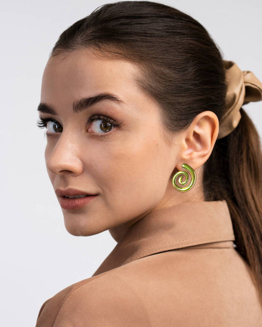 Elegant Spiral Gold-Toned Statement Earrings