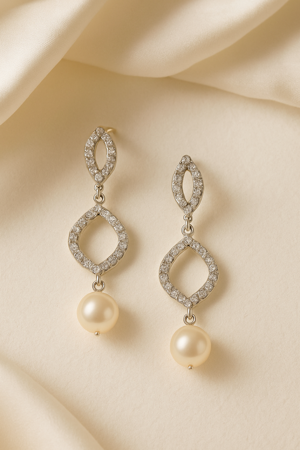 Elegant Diamond Drop Earrings with Pearl Danglers for Women – Designer Statement Jewelry