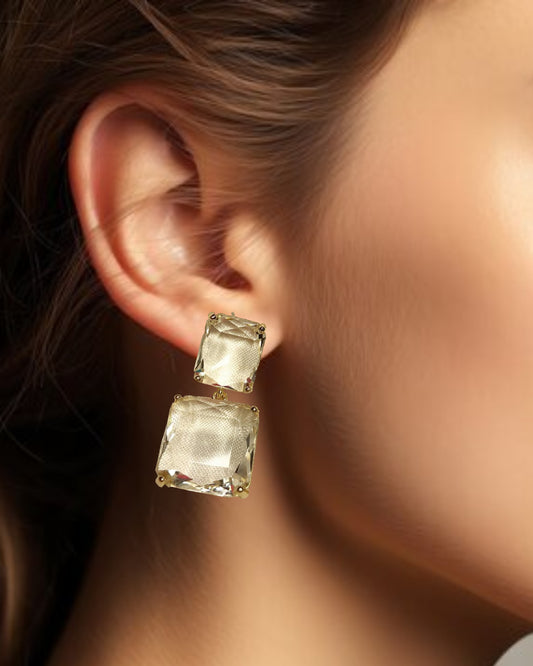 Elegant Dual-Crystal Drop Earrings