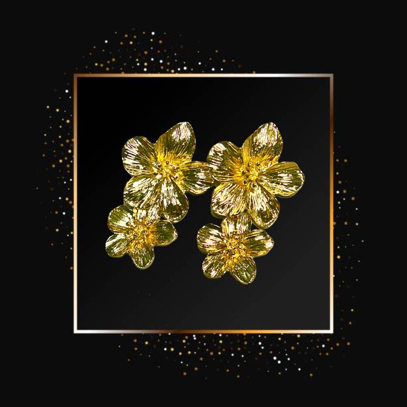 Golden Bloom Statement Earrings - Floral Luxe Edition