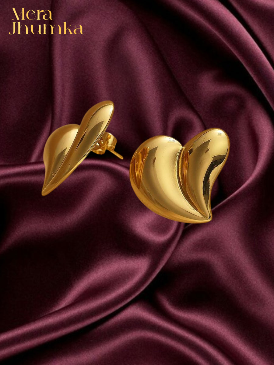 Golden Bloom Heart Studs