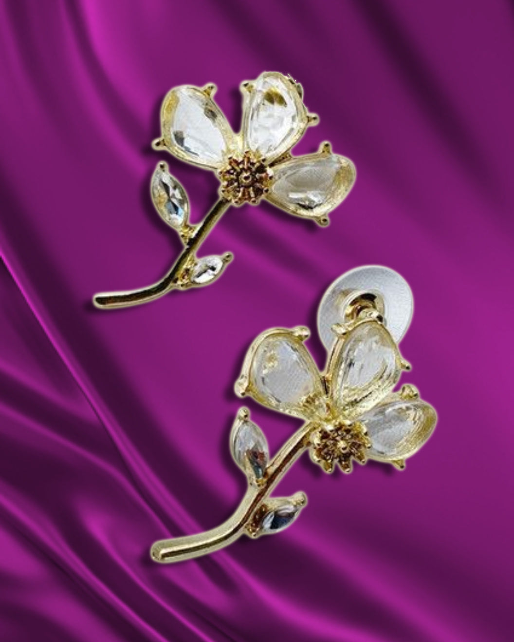 Blooming Crystal Floral Stud Earrings