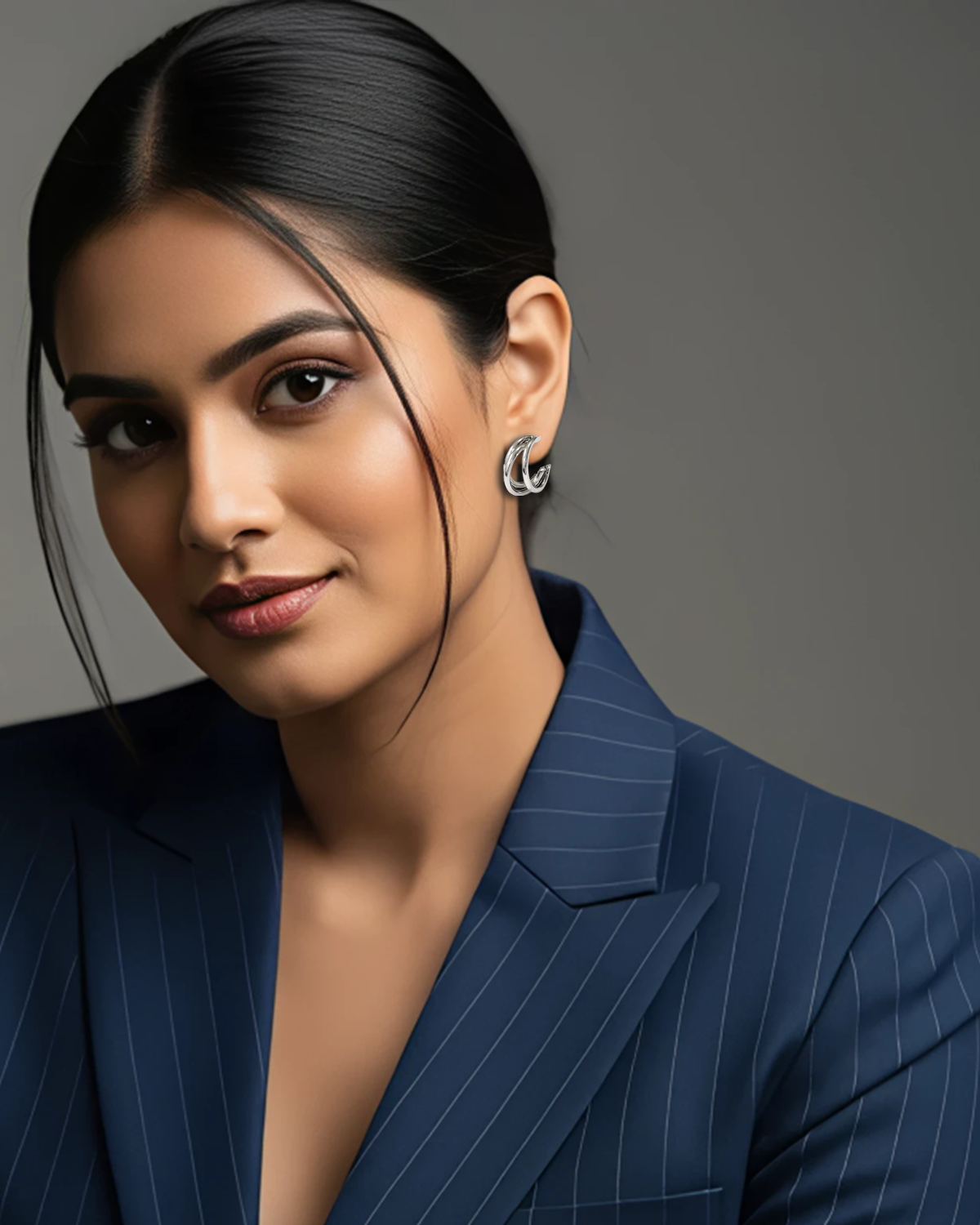 Twisted Elegance Silver-Plated Chunky Hoop Earrings