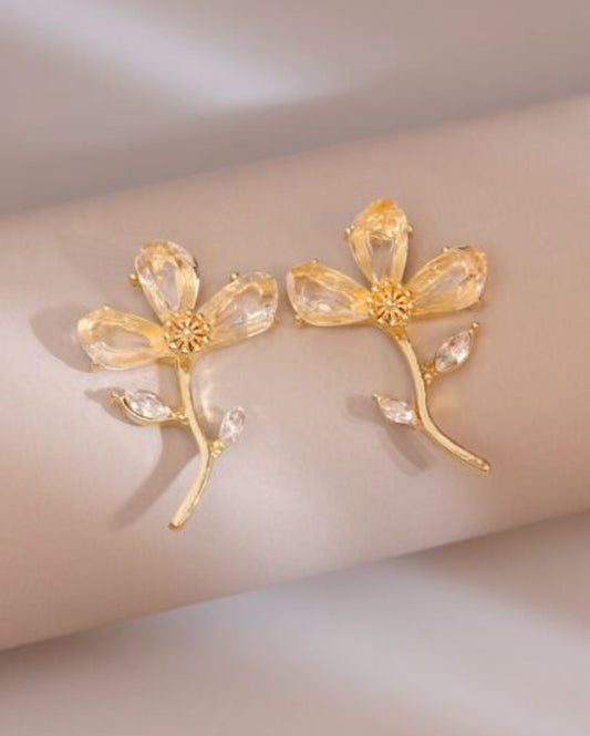 Blooming Crystal Floral Stud Earrings