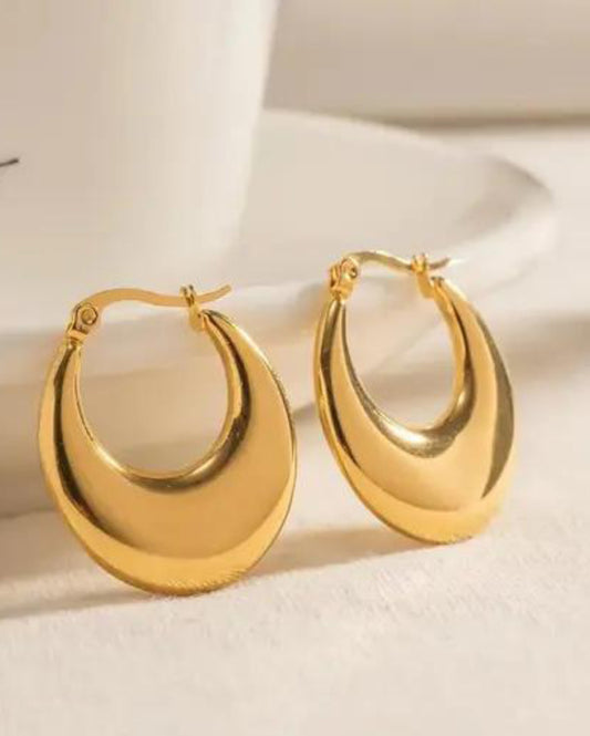 Sculpted Teardrop Gold Hoops
