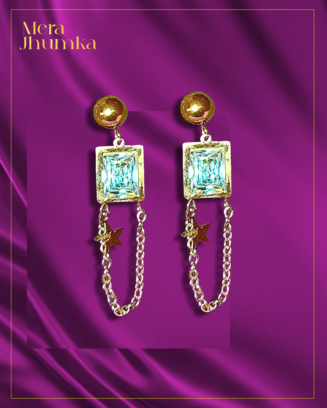 Celestial Sparkle Drop Earrings with Crystal Accents & Star Charms