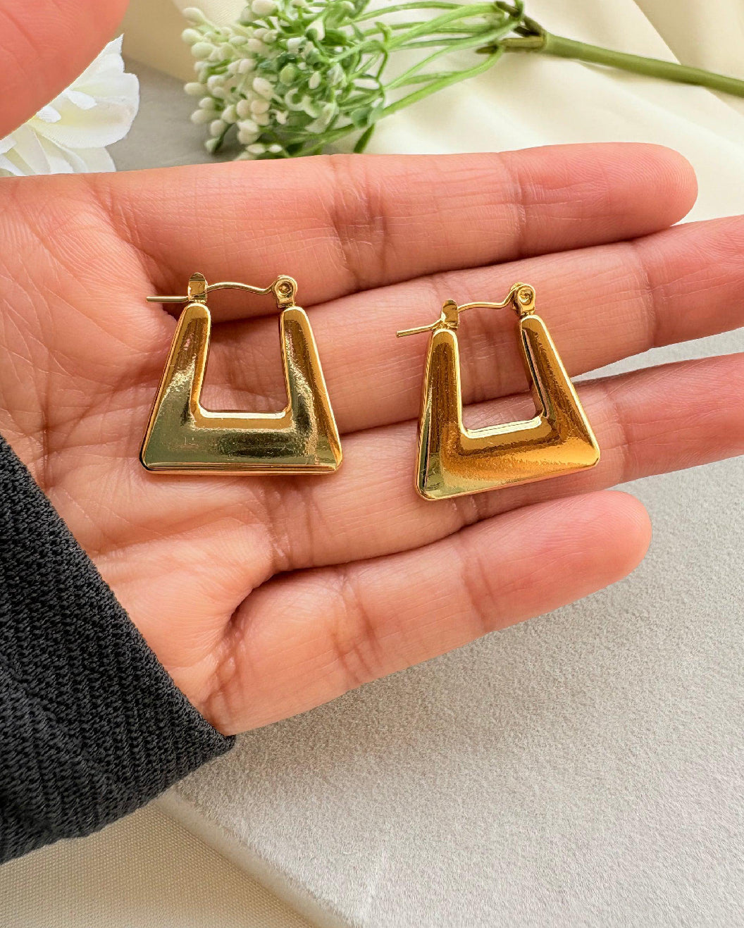 Bold Geometric Gold-Plated Statement Earrings
