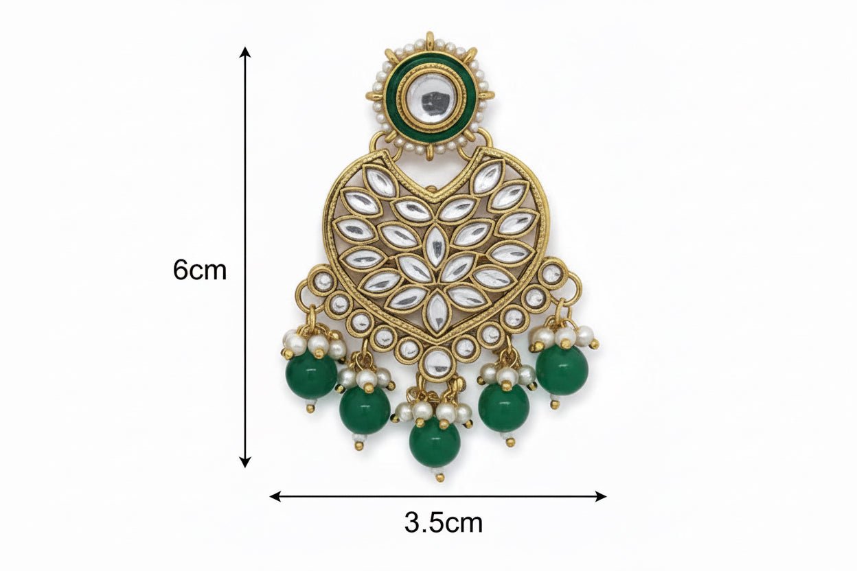 Royal Kundan Gold-Plated Earrings with Red Beads | Traditional Ethnic Bridal Jewellery for Women