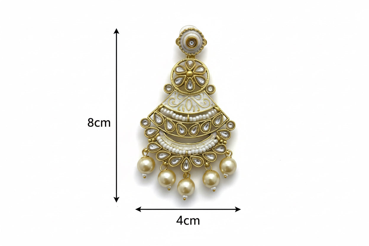 Maroon Kundan Chandbali Earrings for Weddings & Festive Wear