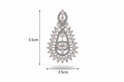 Elegant pink-Toned Statement Earrings with White Zircon Stones for Parties & Weddings