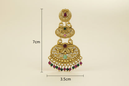 Antique Temple Gold Earrings with Ruby & Emerald Beads – Traditional Bridal Jhumkas for Wedding Season