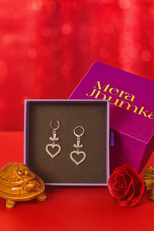 Heart-Shaped Stone Studded Earrings