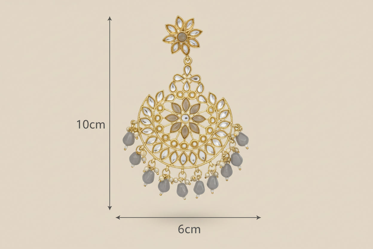 Kundan Chandbali Earrings with Pearls | Elegant Ethnic Jewelry for Women by Mera Jhumka
