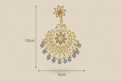 Kundan Chandbali Earrings with Pearls | Elegant Ethnic Jewelry for Women by Mera Jhumka