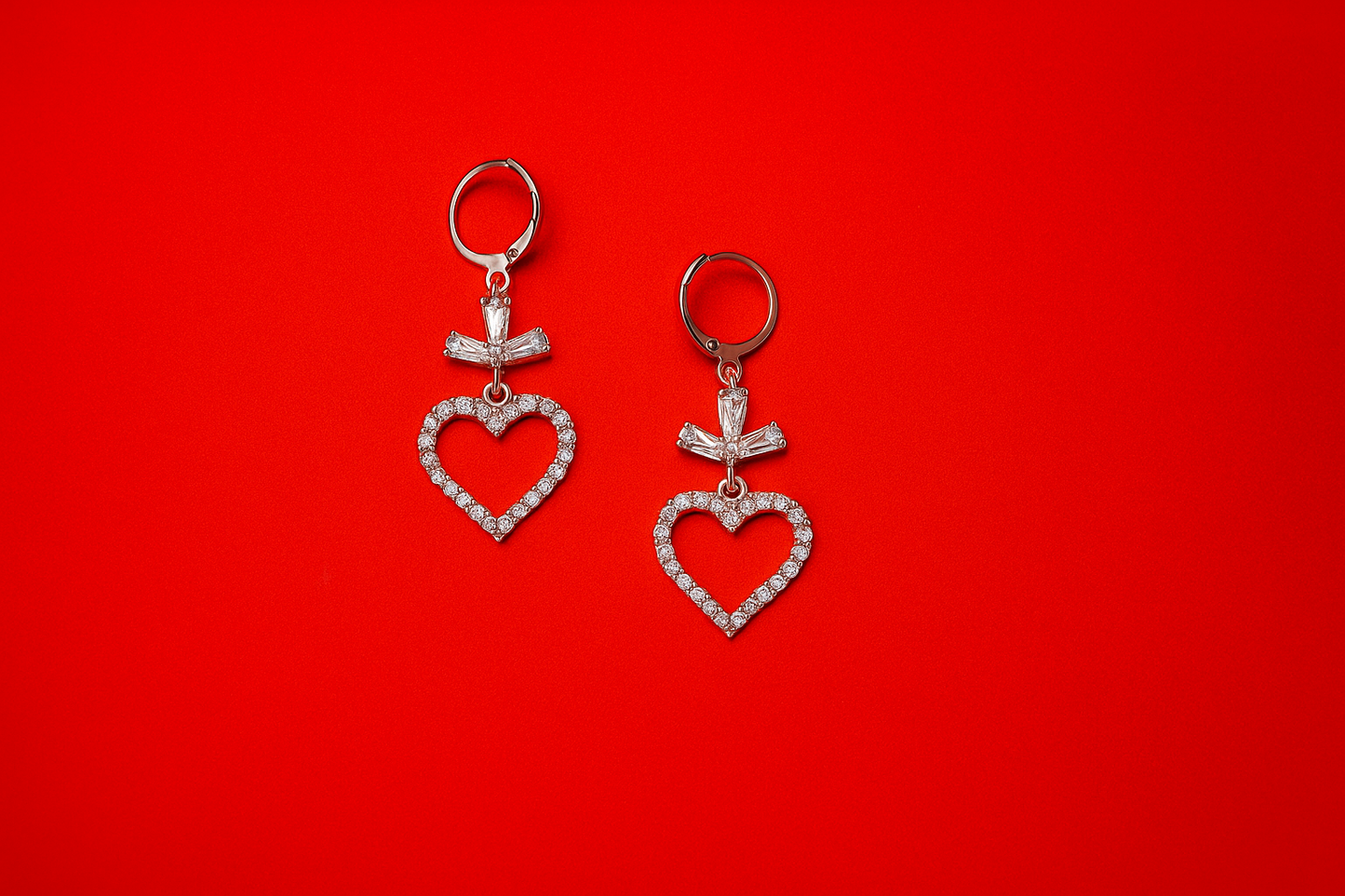 Heart-Shaped Stone Studded Earrings