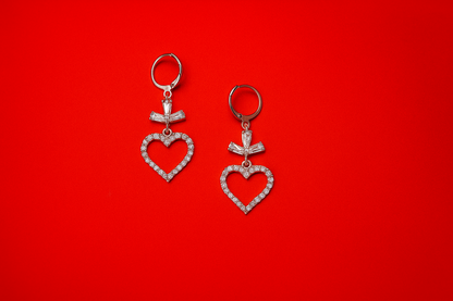 Heart-Shaped Stone Studded Earrings