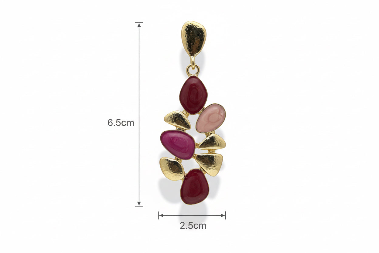 Premium Gold Plated Stone Cluster Drop Earrings for Women – Stylish Party Wear Danglers (Multiple Colors)