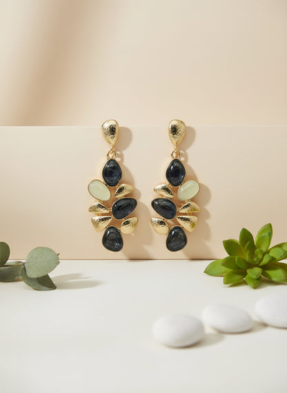 Premium Gold Plated Stone Cluster Drop Earrings for Women – Stylish Party Wear Danglers (Multiple Colors)