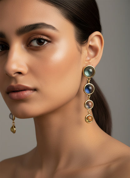 Multicolour Drop Earrings for Women – Gold Plated Long Danglers | Trendy Party Wear Earrings
