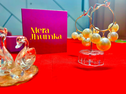 Classic Pearl Drop Hoop Earrings