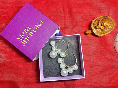 Classic Pearl Drop Hoop Earrings