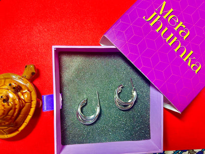 Twisted Elegance Silver-Plated Chunky Hoop Earrings