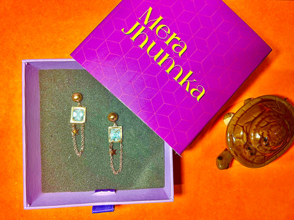 Celestial Sparkle Drop Earrings with Crystal Accents & Star Charms