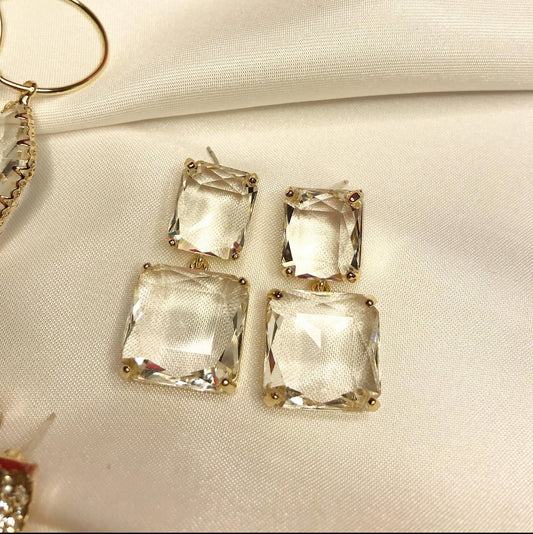 Elegant Dual-Crystal Drop Earrings