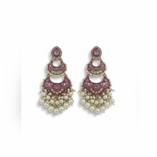 Chandbali Pearl Drop Earrings for Women | Traditional Ethnic Jewelry by Mera Jhumka