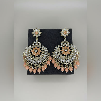 Kundan Chandbali Earrings with Pearls | Elegant Ethnic Jewelry for Women by Mera Jhumka