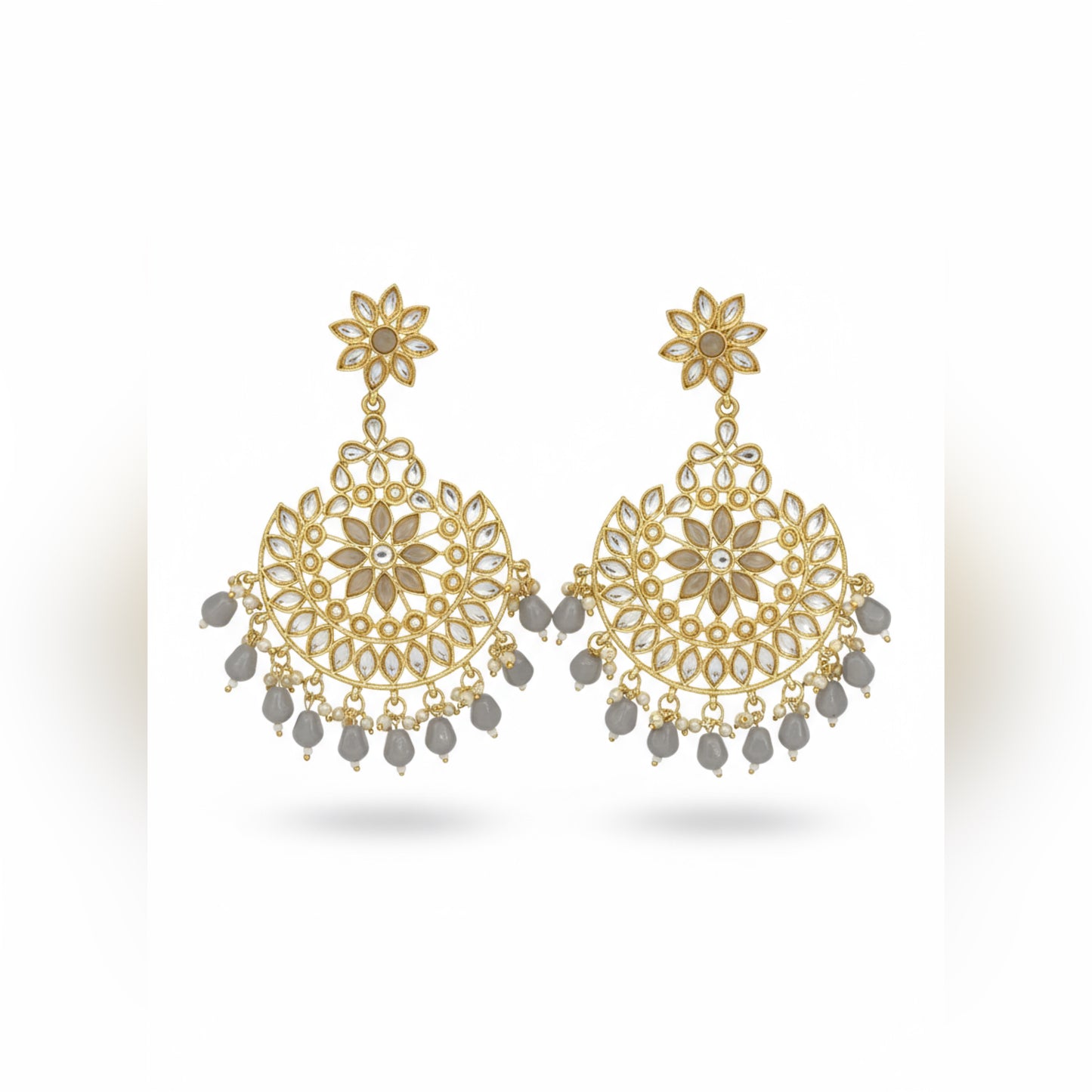 Kundan Chandbali Earrings with Pearls | Elegant Ethnic Jewelry for Women by Mera Jhumka