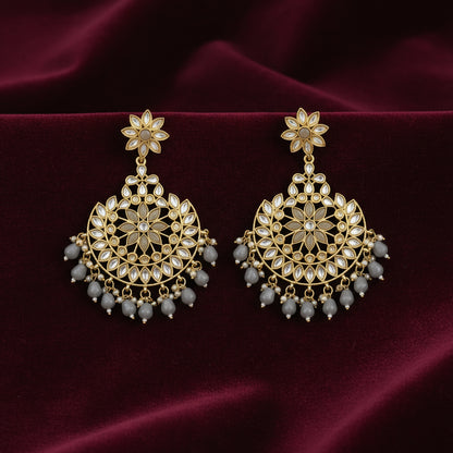 Kundan Chandbali Earrings with Pearls | Elegant Ethnic Jewelry for Women by Mera Jhumka