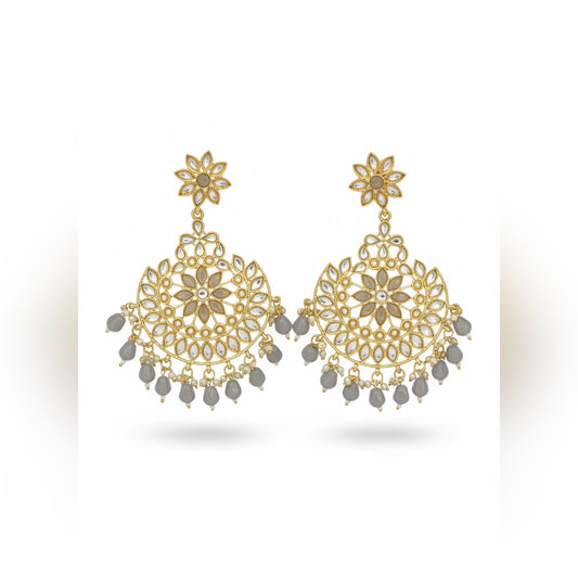 Kundan Chandbali Earrings with Pearls | Elegant Ethnic Jewelry for Women by Mera Jhumka
