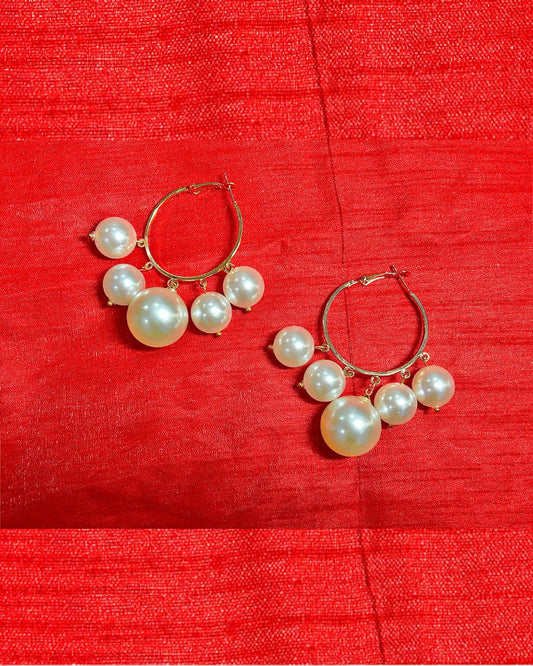 Classic Pearl Drop Hoop Earrings