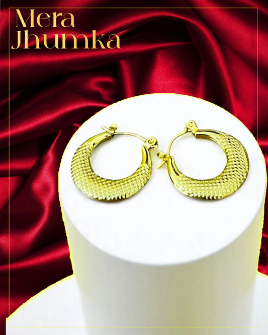 Textured Gold-Plated Hoop Earrings for Women