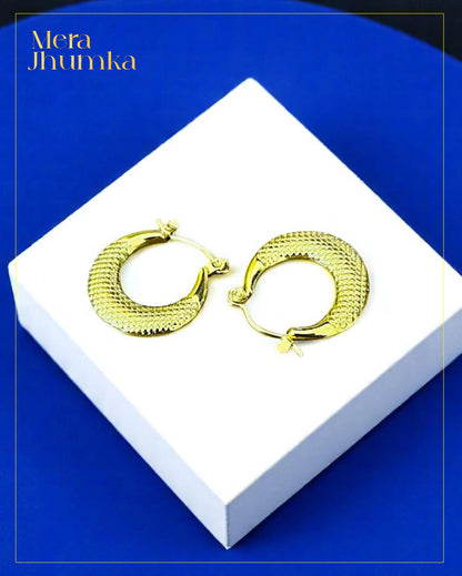 Textured Gold-Plated Hoop Earrings for Women