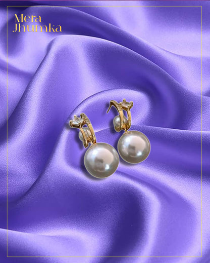 Regal Pearl Drop Hoops