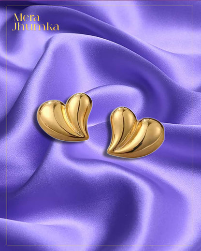 Golden Bloom Heart Studs